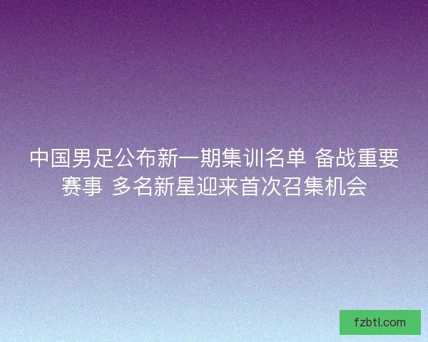中国男足公布新一期集训名单 备战重要赛事 多名新星迎来首次召集机会